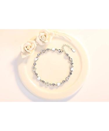 WIPPWER Silver Bracelet Sterling Silver Chain Bracelet Ladies Sterling Silver Bracelet Exquisite Inlaid Zircon Heart Bracelet Fashion Bracelet Ladies Silver Jewellery Gifts - Buy Online on GoSupps.com