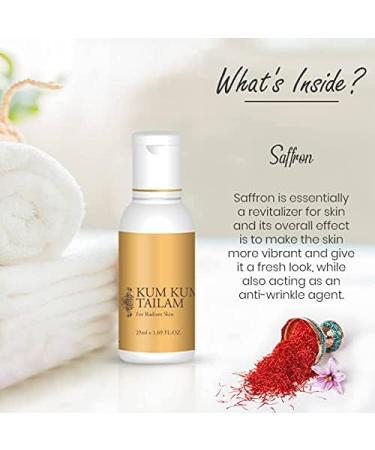 Ayurveda s Natural & Pure Kumkumadi Oil Formulation For Face & Skin Controls Acne Rosacea Pimples & Radiant Skin Glow | Pure Saffron Enriched Natural Herbal Ingredient Made (25 ML) - Buy Online on GoSupps.com