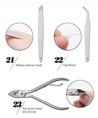 Nail Clipper Set 23 Pieces/Set of Manicure Pedicure Set Nail Clippers Set Eyebrow Trimming Acne Removal Needle Manicure Tool Nail Clipper Kit (Color : Blu) - Buy Online on GoSupps.com