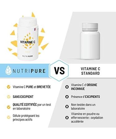 Nutripure | Vitamine C Vegan 100% Pure 750 mg | Ingr dient brevet Quali -C | Antioxydant | Fatigue Rhume Immunit | Sans excipient ni OGM | 60 g lules v g tales (2 mois) | Made in France Sans saveur 60 Unit (Lot de 1) - Buy Online on GoSupps.com