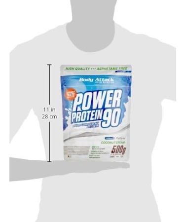 Buy Body Attack Power Protein 90 Coconut Cream 500g - Multi-component Protein Powder with BCAA Vitamins & L-Carnitin - Extra Creamy Protein Shake Made in Germany - International Shipping Available - Buy Online on GoSupps.com