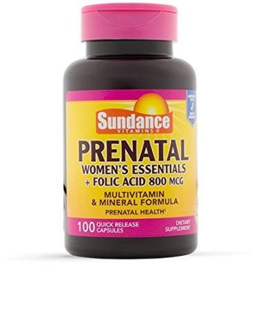 Prenatal Multivitamin and Mineral Formula | 100 Quick Release Capsules | with Folic Acid 800 mcg | Non-GMO Gluten Free Supplement for Women | by Sundance
