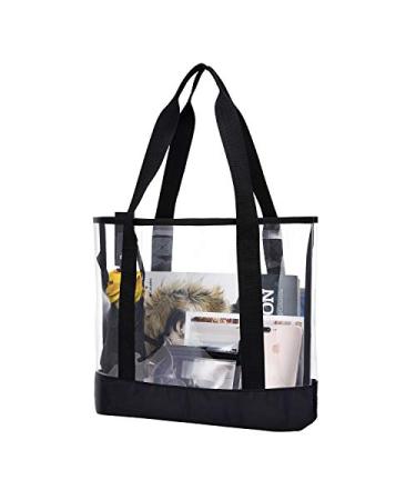 BORMELUN Clear Totes Bag Women - Large Work Transparent Shoulder Handbag Black