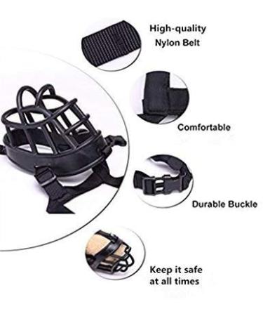 Jyhy Silicon Rubber Basket Muzzle for Dogs Soft Adjustable & Breathable Anti-Chewing Mask for Small to Medium Dogs (18-21cm) Black - Buy Online on GoSupps.com
