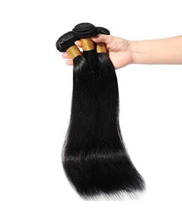 Brazilian Human Hair 3 Bundles - Straight Virgin Weave Extensions | 100% Real Natural Black Hair (10 12 14) - Buy Online on GoSupps.com