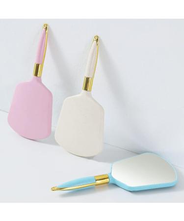 Square Hand Held Mirror - Portable Cosmetic Makeup Mirror with Handle in Pink - Buy Online on GoSupps.com