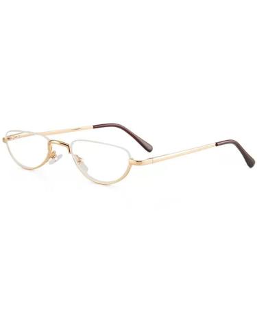 Vintage Half Moon Reading Glasses for Men Women Ultralight Metal Half Glasses Computer Reader (Color : Gold Size : 2.0+) 2.0+ Gold