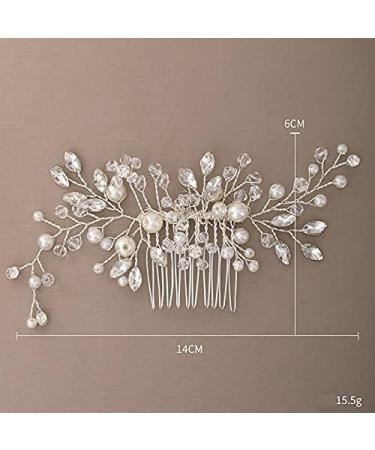 Rain&Star Bridal Pearl Hair Comb Rhinestone Wedding Pearl Hair Accessories for Bride Bridesmaid Silver Handmade Crystals Floral Pearl Hair Slides for Women - Buy Online on GoSupps.com