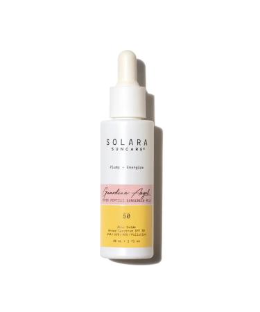 Solara Suncare - Guardian Angel Super Peptide Sunscreen Milk SPF 50 | EWG Verified Vegan Cruelty Free Reef friendly | Plump+Energize | Zinc Oxide Helps Fight UVA UVB Pollution (1 fl oz | 30 ml)