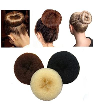 Donut Hair Node Set - Ring Style Dutt Maker Chignon Hair Donut Form - 3-Piece Hair Styling Tool for Women & Girls - Sizes L M S - Brown - Buy Online on GoSupps.com