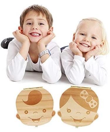 Baby Tooth Box - Wooden Kids Keepsake Organizer for Baby Teeth - Cute Children Tooth Container with Tweezers and Lanugo Bottle - Girl - Buy Online on GoSupps.com
