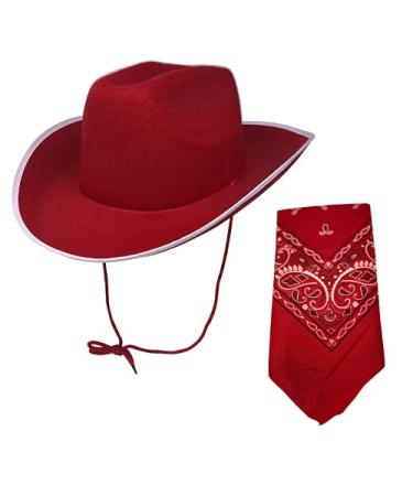 Cosmic Chameleon Western Cowboy Hat with Bandana Red