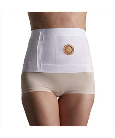 Corsinel Stoma belt with reinforcement plate to support hernia & stoma stabilizing plate & preparation for your own stoma opening Seamless stretch material for best support white 2xl XXL white