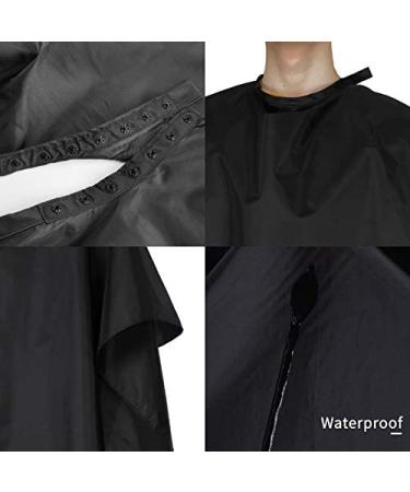 Black Waterproof Hair Salon Cape 59x47 Inch Pack of 3 - Professional Barber Cape with Metal Snap Closure for Adults - Water Resistant Hairdressing Cape - Buy Online on GoSupps.com