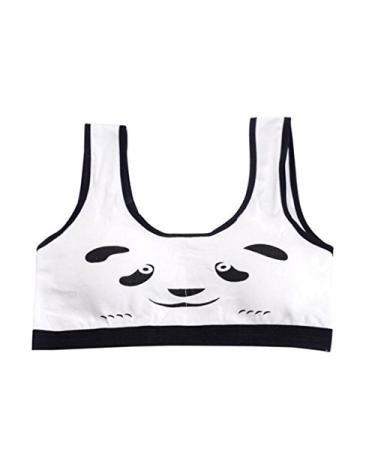 Fineser New Lovely Girls Cartoon Panda Print Underwear Bra Vest Children Breathable Sport Bra Black 8-14 Years