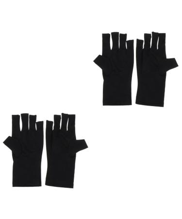 Healeved 2 Pairs Nail Gloves Hand Gloves for Protection Nail Uv Lamp Sun Gloves for Women Uv Protection Driving Gloves Uv Gloves Nail Building Gel Protective Short Dryer Miss Polyester
