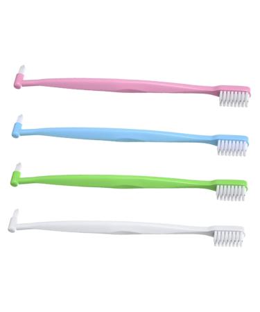 Beavorty 4 pieces double-sided toothbrush conical toothbrush prosthesis brush ergonomic interspace toothbrush gap toothbrush handwashing wisdom teeth travel sides bristles