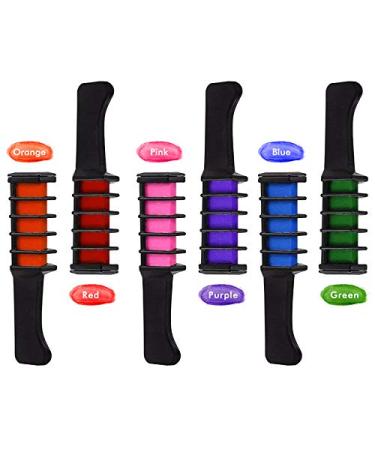 Hair Chalk Comb 6 Pcs Colors Temporary Hair Chalk Non-Toxic Safe Washable Hair Dye for Adults & Kids Girls & Boys