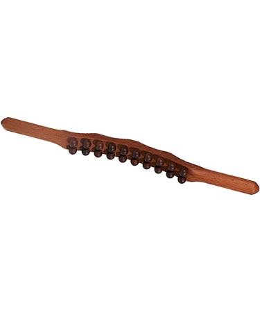 Ergonomic Two-Row Trigger Point Massager with 20 Beads - Portable Wood Gua Sha Stick for Neck Shoulders Arms & Legs | Carbonized Beech - Buy Online on GoSupps.com