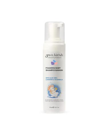 Gew'n Kirish Natural Baby Foam Shampoo & Gentle Hair and Body Wash with Aloe Vera Calendula & Calming Lavender Oil | Tear-Free Hypoallergenic Baby Cleanser for Sensitive Skin | 7.5 fl oz