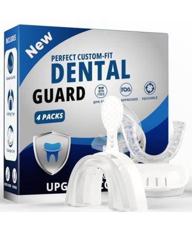Upgraded Night Guards for Teeth Grinding 4 Pack (Slightly Smaller) Standard Size Professional Mouth Guard for Teens & Adults with Fitting Tray Comfortable Solution for Clenching Standard Size 4.0