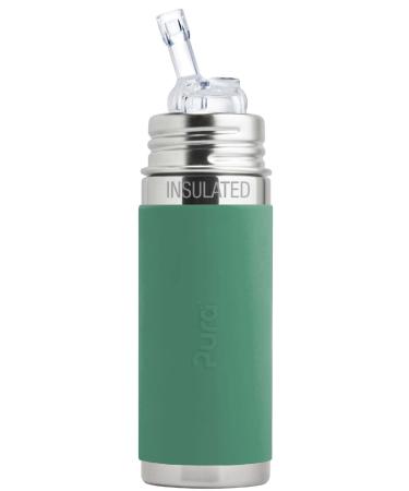Pura Kiki 9oz/260 ml Stainless Steel Insulated Bottle w/Silicone Straw & Sleeve  100% Plastic-Free  MadeSafe Certified  100% Medical-Grade Silicone Straw for Kids  Toddlers  Babies & Infant   Mint