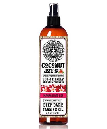 3-PACK SPECIAL | Hawaiian Lei Dark Tanning Oil by Coconut Joe's | No Harmful Chemicals Mineral Oil Free 8 ounce bottle