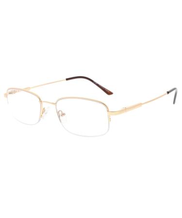 Eyekepper Half-Rim UV Protection Progressive Reading Glasses 3 Levels Multifocus Readers Men Women Bendable Memory Frame (Gold 2.50) +2.50 M1704 Gold