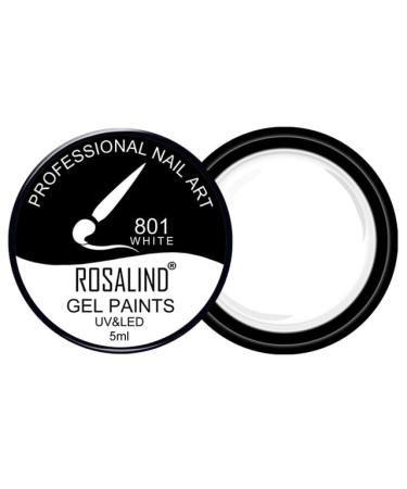 Rosalind 5ml Shiny Gel Nail Polish Painting Nail Art Vernis Semi Permanent Diamond Glitter Polish UV Nail Gel Top Coat Manicure - (Color: White Painting Gel)