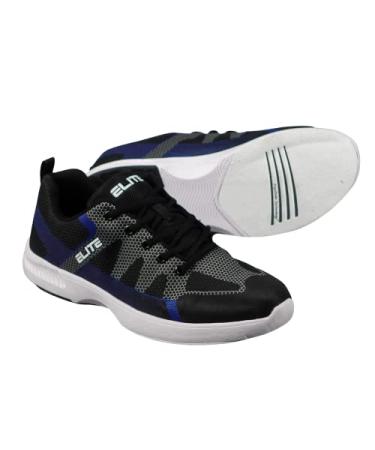 ELITE Men's Peak Bowling Shoes | Athletic Style Lace-Up Closure with Universal Slide Soles On Both Shoes 12 Black/Blue/Grey