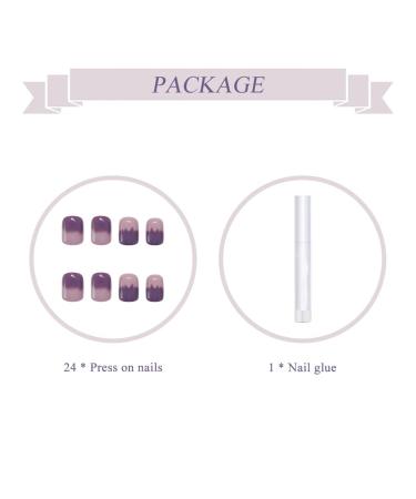 BABALAL Squoval Ombre Purple Fake Nails - Glossy Design for Women & Girls | P05 - Buy Online on GoSupps.com