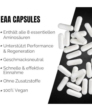 Highly dosed EAA capsules 2x 300 capsules with 1200 mg of EAA each (vegan) - All 8 complex essential amino acids - Human Code profile - No additives - BIOS Nutrition - Buy Online on GoSupps.com