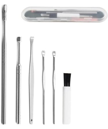 6Pcs Stainless Steel Ear Wax Pickers - Silver Earpick Wax Remover Curette for Ear Cleaning - Buy Online on GoSupps.com