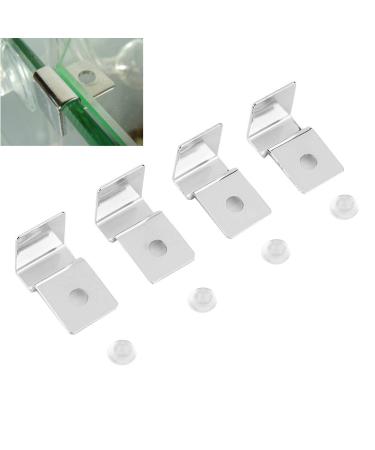 Pssopp 4Pcs Fish Tanks Glass Cover Clip Stainless Steel Aquarium Glass Cover Support Bracket Holders Universal Lid Clips for Rimless Aquarium 5mm