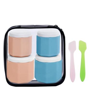 Heocniot 4PC Travel Toiletries Container TSA Certified Travel Silicone Cream Jar with Clear Pouch Lid Leak Proof Travel Accessory for Cosmetics Face Care Body Hand Creams.