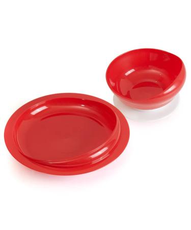 Pekokavo Spill Proof Scoop Bowl and Plate with Suction Base, Adaptive Self-Feeding Dinnerware for Elderly/Disabled (Combo Set) PLATE + BOWL