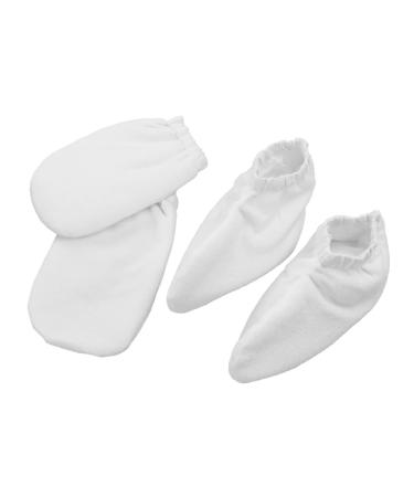minkissy 2 Pairs Spa Gloves Insulated Gloves Foot Spa Cover Bath Treatment Mitt Hand Treatment Mitts Paraffin White Thicken
