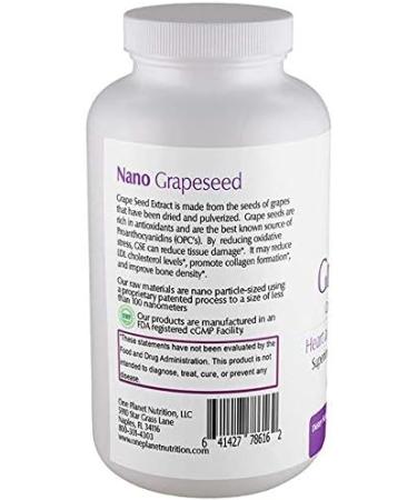 One Planet Nutrition Nano Grape Seed Extract Capsules 250mg - 120 Capsules - Made from Dried & Pulverized Grape Seeds - Buy Online on GoSupps.com