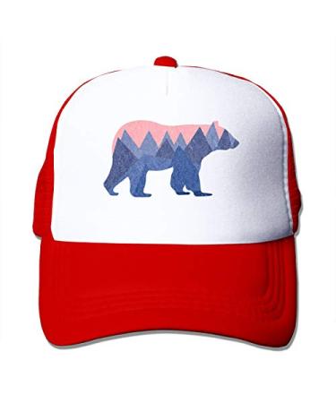 Waldeal Boys and Girls 3-13 Year Old Bear Mountain Youth Toddler Mesh Hats Baseball Trucker Cap Red