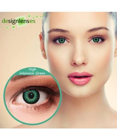Shop Green Colored Contact Lenses - Monthly Lenses for Dark Eyes Large Eye Effect Free Container Prescription -4.25 - Buy Online on GoSupps.com