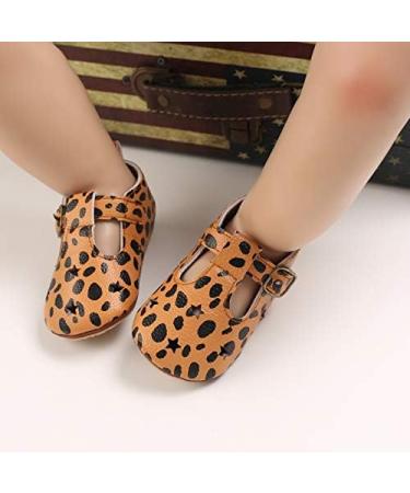 Baby Girl's First Walking Shoes - Mary Jane PU Leather Anti-Slip Princess Shoes | Infant Baby Shoes 0-6 Months | C Leopard Pattern - Buy Online on GoSupps.com
