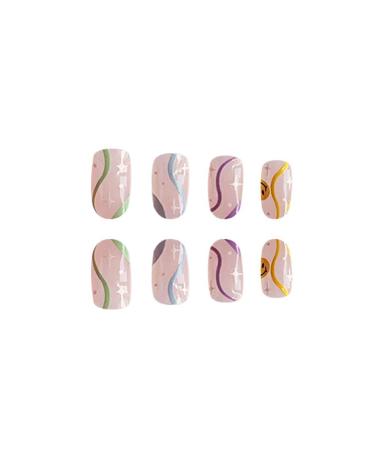 24 Pcs French Press Fake Nails - Cute Smiley Face Design Oval Stick-On Acrylic Nails for Women & Girls | International Shipping Available - Buy Online on GoSupps.com