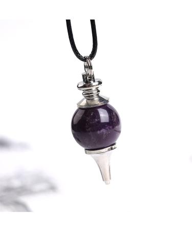 1PC Natural Crystal Pendant Necklace Amethyst Ball Shape Reiki Polished Mineral Jewelry Healing Stone for Men Women Jewelry Gift Great Choice for Home Decoration (Color : Amethyst)
