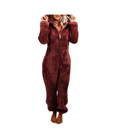 Forthery Women Solid Fuzzy Velour Sweatsuit Set Hoodie and Pants Sport Suits Tracksuits Jumpsuit Medium Wine