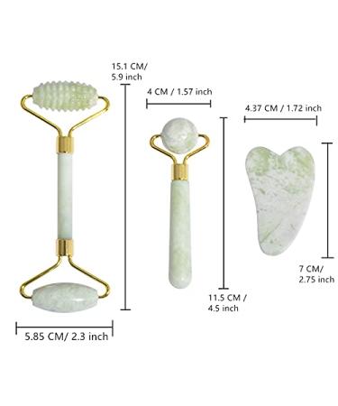 NuAngela Jade Face Roller & Gua Sha Kit - 3 in 1 Natural Skincare Solution for Dark Circles Puffiness Relief & Radiant Skin | International Shipping Available - Buy Online on GoSupps.com