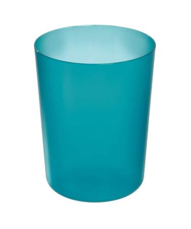 iDesign Finn Compact Round Plastic Trash Can for Bathroom, Bedroom, Home Office, Dorm, 7. 64" x 10", Teal