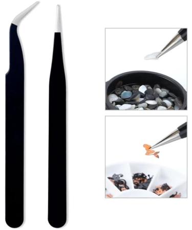 Telabeautix Tweezers Set of 2 Straight and Curved Black - Buy Online on GoSupps.com