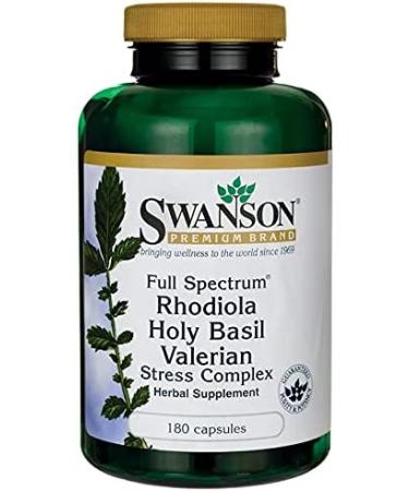 Swanson Rhodiola Holy Basil Valerian Stress Complex - 180 Capsules for Stress Relief and Mood Support - Buy Online on GoSupps.com