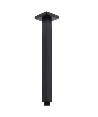 Drettyer Ceiling Mount Shower Arm with Flange 20 Inches Square Straight Extender Extension Pipe Replacement Long Shower Arm For Fixed Rain Shower Head or High Ceiling Matte Black 20inch Black