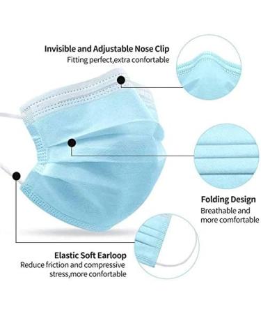 Buy TBOC Disposable Hygiene Masks - 3-Layer Polypropylene Soft & Breathable 20-Pack Blue | International Shipping Available - Buy Online on GoSupps.com